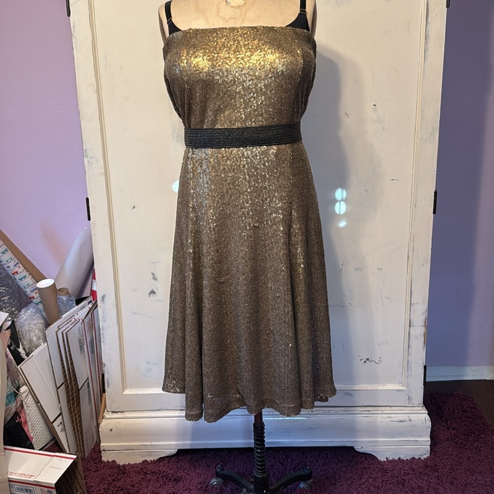 Lane Bryant Gold sequin full length skirt